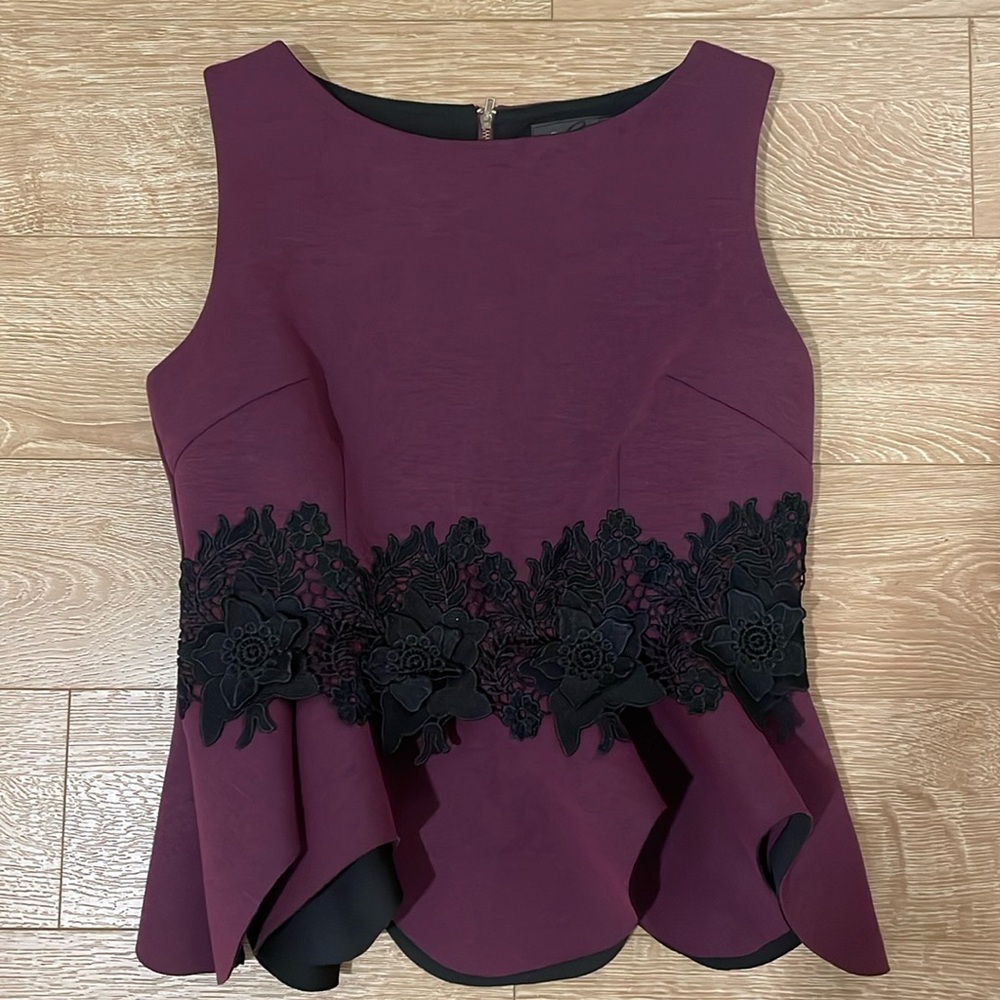 Gracia Peplum top in Maroon, size L